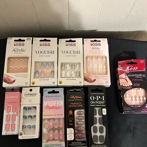 10Pc Press-On Nail Bundle:Kiss impress Sally Hansen Opi Salon Perfect -New